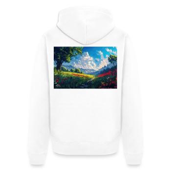 Natur Landschaft Illustration Poster - Unisex Premium Bio Zip Hoodie - Weiß - Hinten - Thijin (182cm)