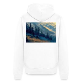 Mountain Landscape Illustration Poster - Unisex Premium Organic Zip Hoodie - white - Back - Thijin (182cm)