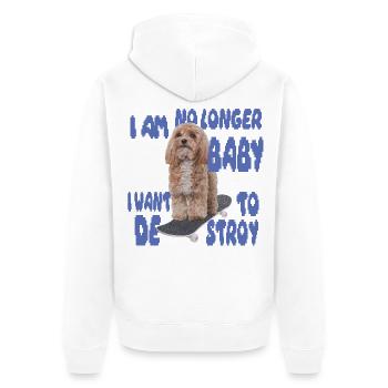 Skater Dog Meme – No Longer Baby - Unisex Premium Bio Zip Hoodie - Weiß - Hinten - Thijin (182cm)