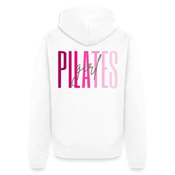 Pilates Girl Pink Fitness Geschenk - Unisex Premium Bio Zip Hoodie - Weiß - Hinten - Thijin (182cm)