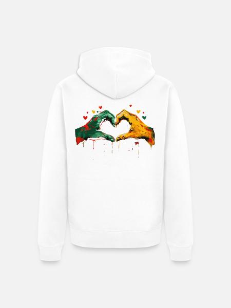 Kulturstolz Herz Hände - Unisex Premium Bio Zip Hoodie - Weiß
