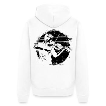 Violinist Zeichnung - Unisex Premium Bio Zip Hoodie - Weiß - Hinten - Thijin (182cm)