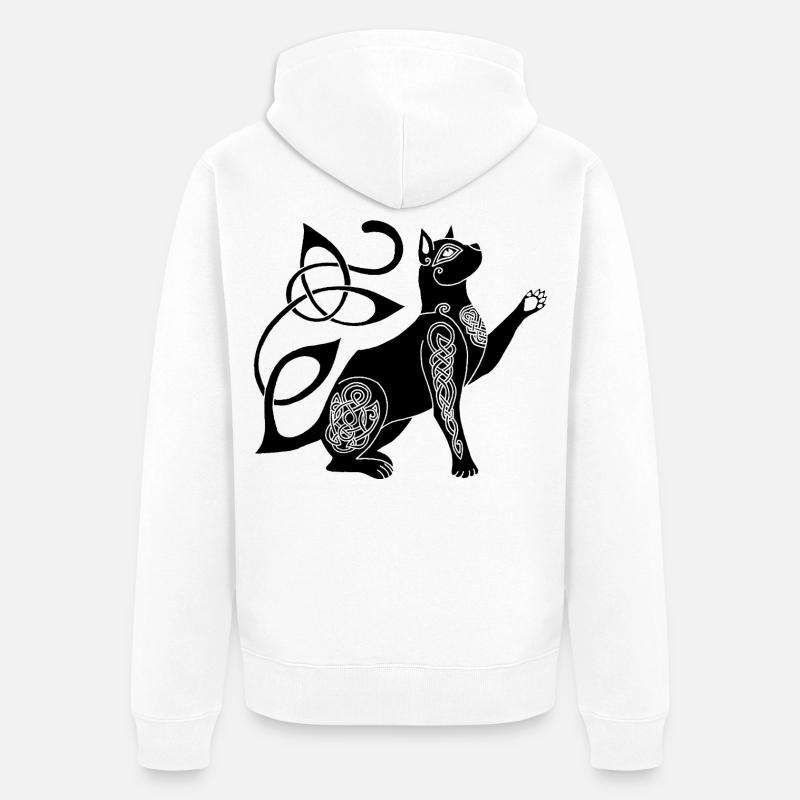 Chat noir celte - Veste à capuche bio Premium Unisexe - blanc