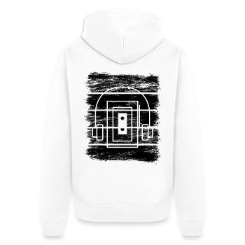 Kassettenspieler - Unisex Premium Bio Zip Hoodie - Weiß - Hinten - Thijin (182cm)