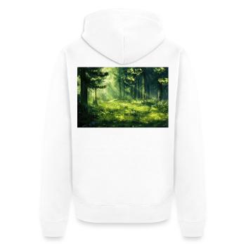 Waldlandschaft Illustration Poster - Unisex Premium Bio Zip Hoodie - Weiß - Hinten - Thijin (182cm)