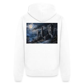 Poster Illustration Paysage médiéval en ruine - Veste à capuche bio Premium Unisexe - blanc - Dos - Thijin (182cm)