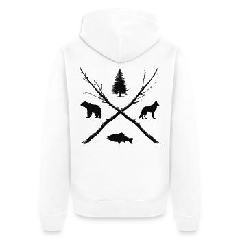Hiking Outdoor Forest Nature Lover Hunter Gift - Unisex Premium Organic Zip Hoodie - white - Back - Thijin (182cm)