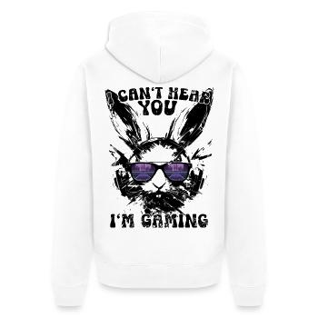 Je ne t’entends pas, je joue gamer lapin cadeau - Veste à capuche bio Premium Unisexe - blanc - Dos - Thijin (182cm)