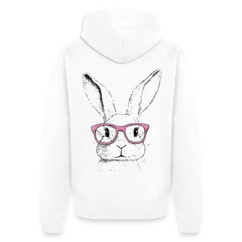 Hasenohren Bunny Brille Kaninchen Hase Geschenk - Unisex Premium Bio Zip Hoodie - Weiß - Hinten - Thijin (182cm)