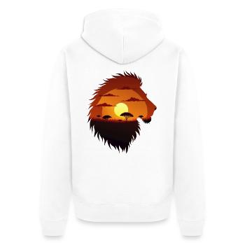Coucher de soleil rugissant sur la savane - Veste à capuche bio Premium Unisexe - blanc - Dos - Thijin (182cm)