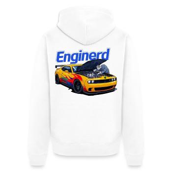 Muscle-Car wird von Mechaniker bearbeitet - Unisex Premium Bio Zip Hoodie - Weiß - Hinten - Thijin (182cm)