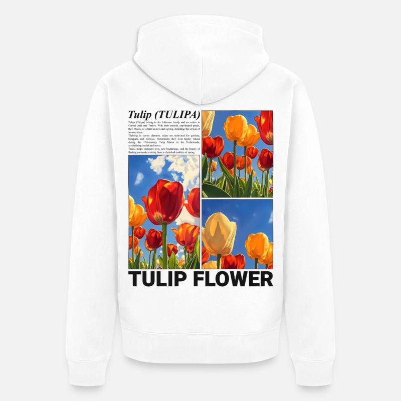 Tulipe Printemps Nature Fleur Cadeau Botanique - Veste à capuche bio Premium Unisexe - blanc