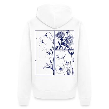 Chrysanthème floral Campanule Cadeau botanique - Veste à capuche bio Premium Unisexe - blanc - Dos - Thijin (182cm)