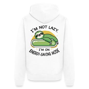 Cadeau humour Je ne suis pas paresseux - Veste à capuche bio Premium Unisexe - blanc - Dos - Thijin (182cm)