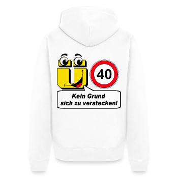 40e anniversaire, plus de 40 ans aucune raison de .......... - Veste à capuche bio Premium Unisexe - blanc - Dos - Thijin (182cm)