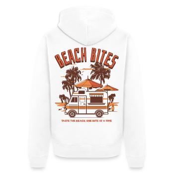 Beach Bites – Kulinarische Strandmomente - Unisex Premium Bio Zip Hoodie - Weiß - Hinten - Thijin (182cm)