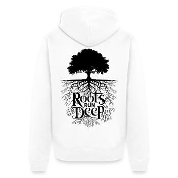 Wurzeln liegen tief - Baum des Lebens Naturdesign - Unisex Premium Bio Zip Hoodie - Weiß - Hinten - Thijin (182cm)