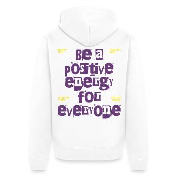 Positive Energy – Motivation für Alle - Unisex Premium Bio Zip Hoodie - Weiß - Hinten - Thijin (182cm)