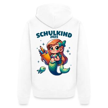 Schulkind 2025 Meerjungfrau Mädchen Einschulung - Unisex Premium Bio Zip Hoodie - Weiß - Hinten - Thijin (182cm)