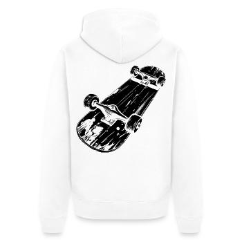 Skateboard Skizze - Unisex Premium Bio Zip Hoodie - Weiß - Hinten - Thijin (182cm)