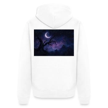 Nachtlandschaft Illustration Poster - Unisex Premium Bio Zip Hoodie - Weiß - Hinten - Thijin (182cm)