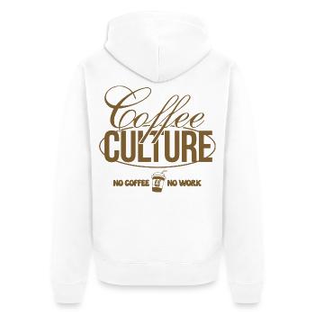 Coffee Culture – No Coffee, No Work - Unisex Premium Bio Zip Hoodie - Weiß - Hinten - Thijin (182cm)