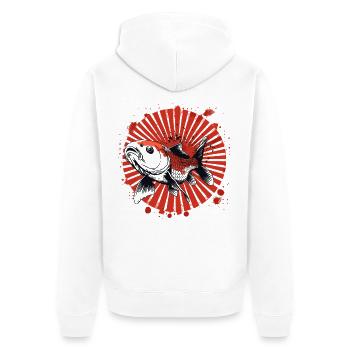 Fish Graffiti - Unisex Premium Organic Zip Hoodie - white - Back - Thijin (182cm)