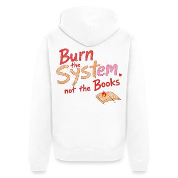 Burn the system - Unisex Premium Organic Zip Hoodie - white - Back - Thijin (182cm)
