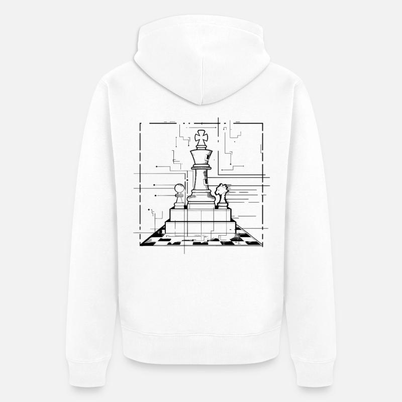 Graphiques de pièces d’échecs - Veste à capuche bio Premium Unisexe - blanc
