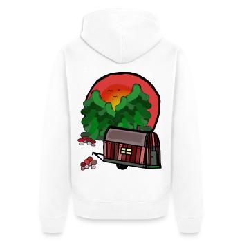 Bauwagen Natur Urlaubsreif Camping Campen - Unisex Premium Bio Zip Hoodie - Weiß - Hinten - Thijin (182cm)