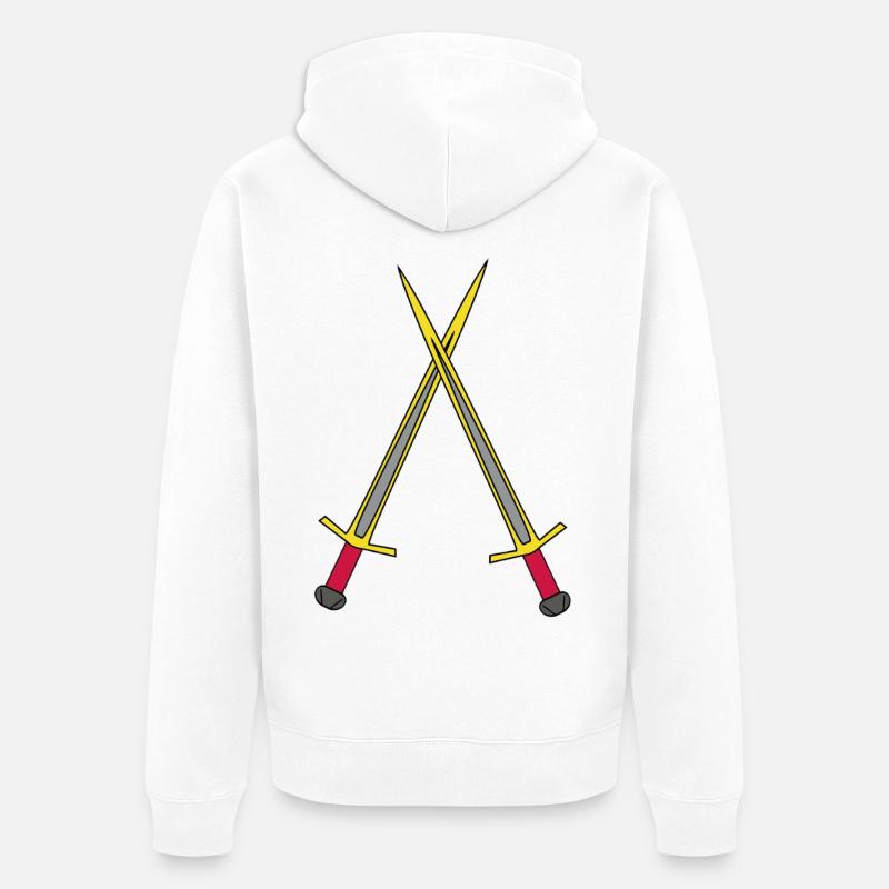 Épée Chevalier Guerrier Médiéval Épées - Veste à capuche bio Premium Unisexe - blanc