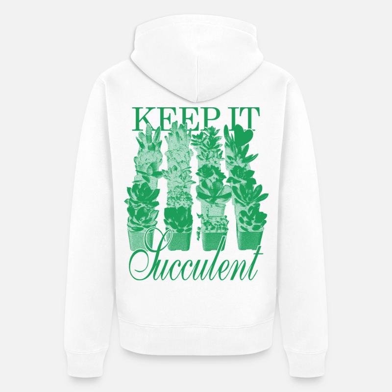 Keep It Succulent - Succulentes vertes - Veste à capuche bio Premium Unisexe - blanc