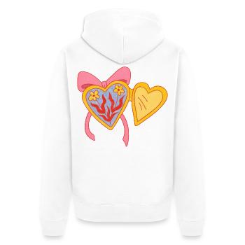 Open heart - Unisex Premium Organic Zip Hoodie - white - Back - Thijin (182cm)