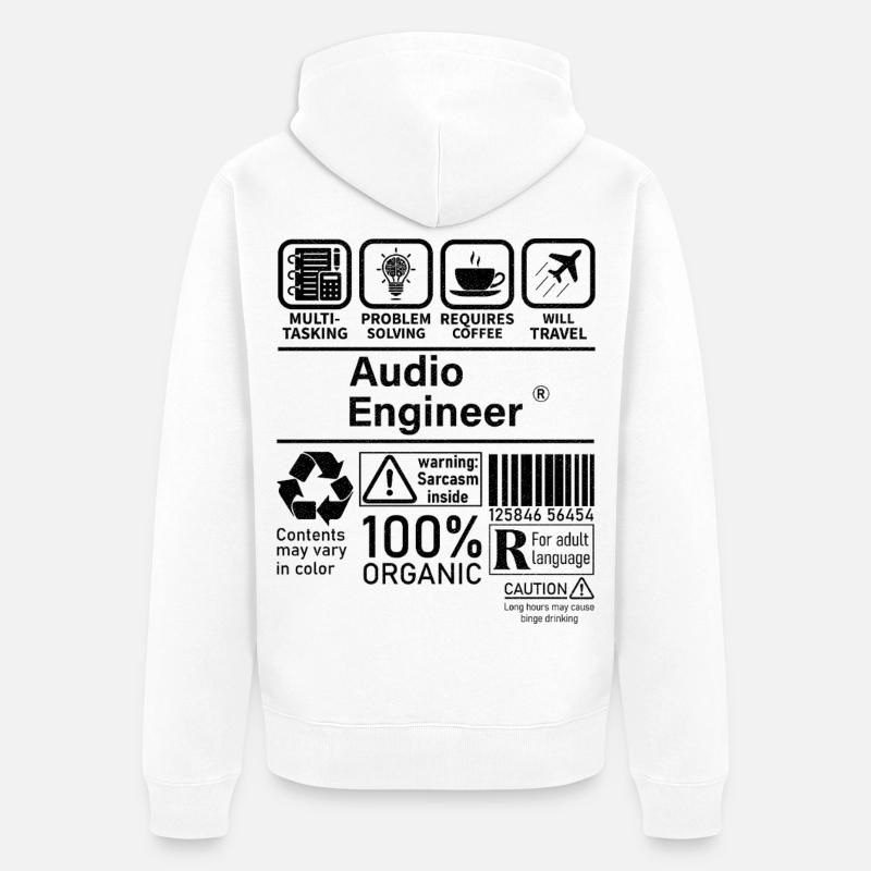 Audio Engineer multi tasking problem solving - Unisex Premium Organic Zip Hoodie - white