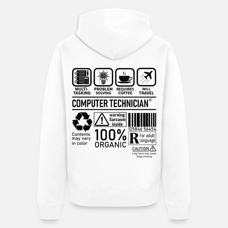 Computer Technician multi tasking problem solving - Unisex Premium Organic Zip Hoodie - white