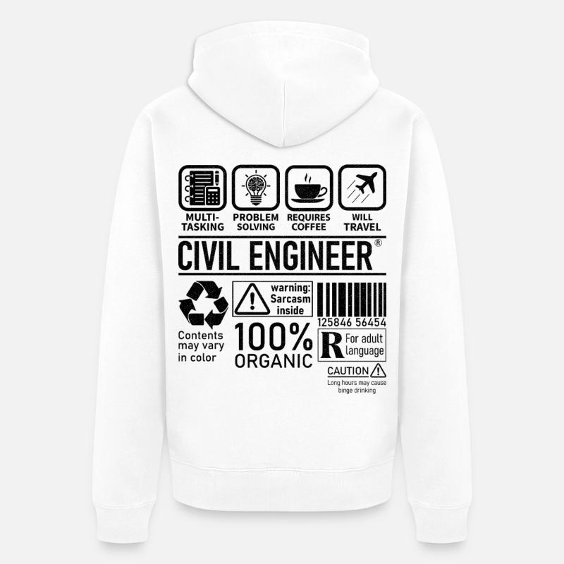 Civil Engineer multi tasking problem solving - Unisex Premium Bio Zip Hoodie - Weiß