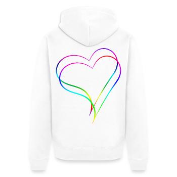 Herzen Regenbogen - Liebe - Unisex Premium Bio Zip Hoodie - Weiß - Hinten - Thijin (182cm)