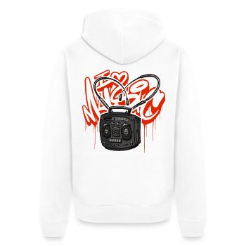 I love Music Ghettoblaster Boombox - Unisex Premium Bio Zip Hoodie - Weiß - Hinten - Thijin (182cm)