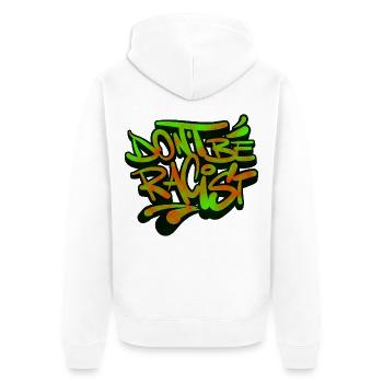 NoRacism Sei kein Rassist - Unisex Premium Bio Zip Hoodie - Weiß - Hinten - Thijin (182cm)
