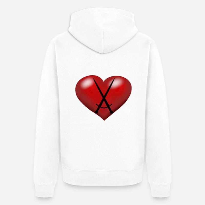Coeur Coeurs Épées Épée Épéiste - Veste à capuche bio Premium Unisexe - blanc