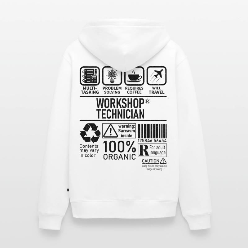 Workshop Technician multi tasking problem solving Unisex Premium Bio Zip Hoodie