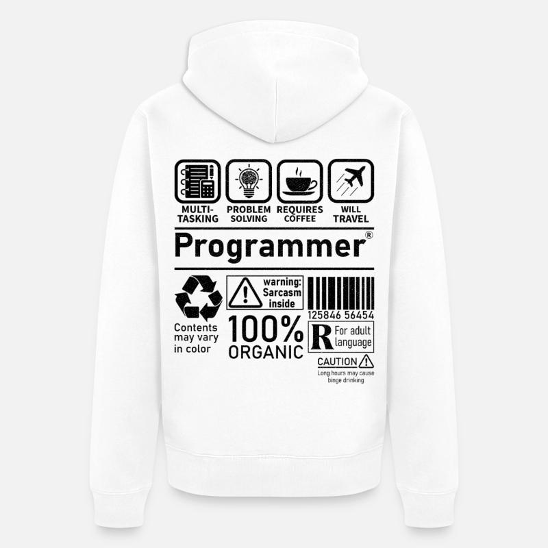 Programmer multi tasking problem solving requires - Unisex Premium Bio Zip Hoodie - Weiß