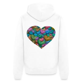 Coeurs Coeurs Saint-Valentin - Veste à capuche bio Premium Unisexe - blanc - Dos - Thijin (182cm)