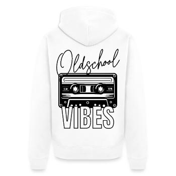 Oldschool Vibes Audiokassette - Unisex Premium Bio Zip Hoodie - Weiß - Hinten - Thijin (182cm)