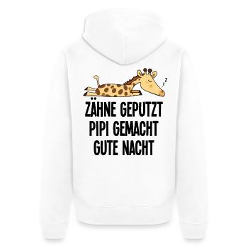 Giraffe Gute Nacht Witzig Zähne Geputzt Geschenk - Unisex Premium Bio Zip Hoodie - Weiß - Hinten - Thijin (182cm)