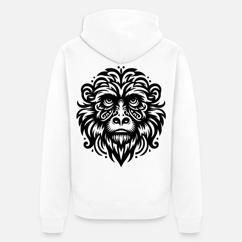 Singe hurleur tribal - Veste à capuche bio Premium Unisexe - blanc
