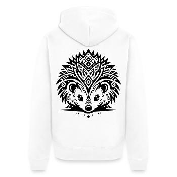 Hérisson tribal - Veste à capuche bio Premium Unisexe - blanc - Dos - Thijin (182cm)