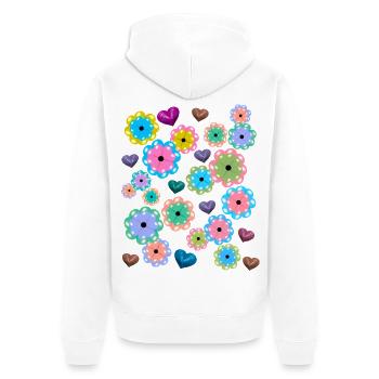 Printemps Début Printemps Fleurs Fleur Coeur Coeurs - Veste à capuche bio Premium Unisexe - blanc - Dos - Thijin (182cm)