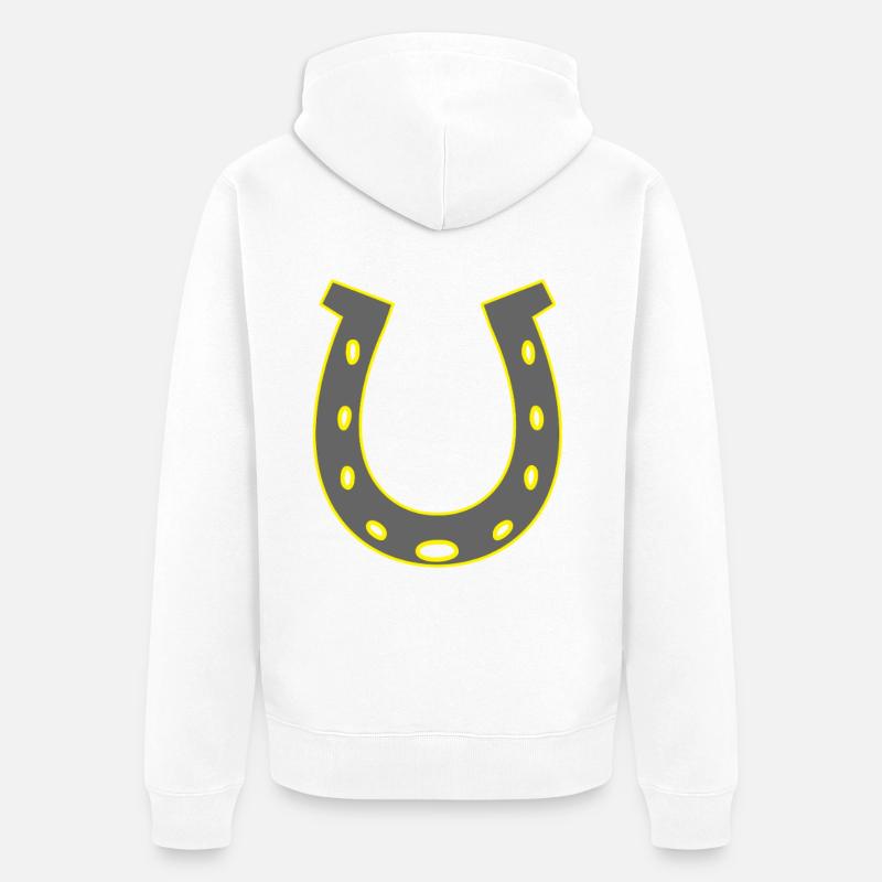 Cavalier de fer à cheval - Veste à capuche bio Premium Unisexe - blanc