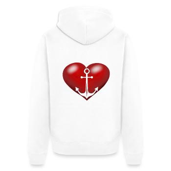 Maritime Anchor Sailor Heart Hearts - Unisex Premium Organic Zip Hoodie - white - Back - Thijin (182cm)